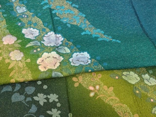 平和屋着物●豪華振袖　辻が花　流水花文　暈し染め　やまと誂製　ロング丈　正絹　逸品　AABE9243ck 平和屋着物○豪華振袖 辻が花 流水花文 暈し染め やまと誂製
