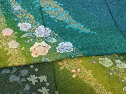 平和屋着物●豪華振袖　辻が花　流水花文　暈し染め　やまと誂製　ロング丈　正絹　逸品　AABE9243ck