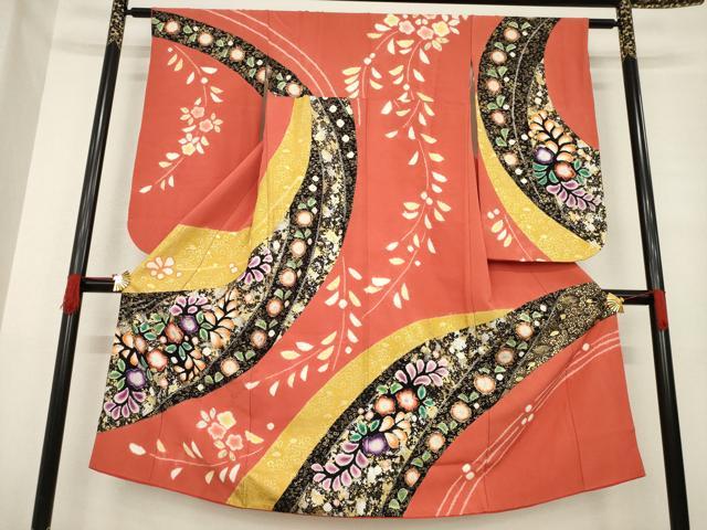 平和屋着物[]七五三　女の子　７歳　祝着　四つ身　辻が花　逸品　AABE9244ck
