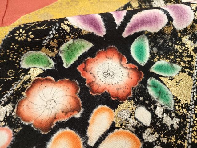 平和屋着物[]七五三　女の子　７歳　祝着　四つ身　辻が花　逸品　AABE9244ck