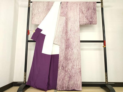 平和屋着物●上質な小紋　総絞り　紫根染　正絹　逸品　AABE9245ck