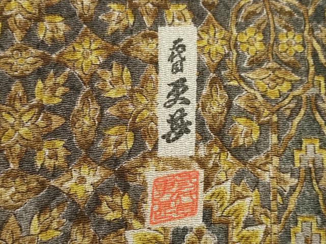 平和屋着物●二代目更甚　江戸更紗　小紋　更紗花鳥文　鬼しぼ縮緬　正絹　逸品　AABE9247ck 平和屋着物○二代目更甚 江戸更紗 小紋 更紗花鳥文 鬼しぼ縮緬 正絹