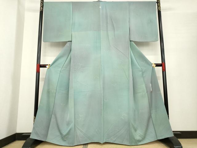 平和屋着物●染色作家　斉藤三才　小紋　寿光織　飛鳥文　金糸　正絹　逸品　AABE9248ck