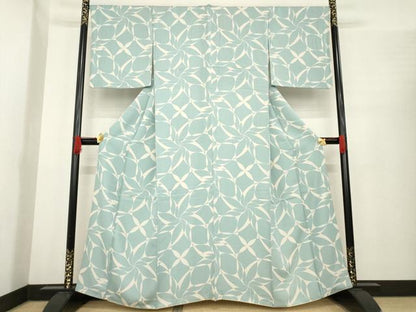 平和屋着物●上質な小紋　幾何学花文　正絹　逸品　AABE9249ck