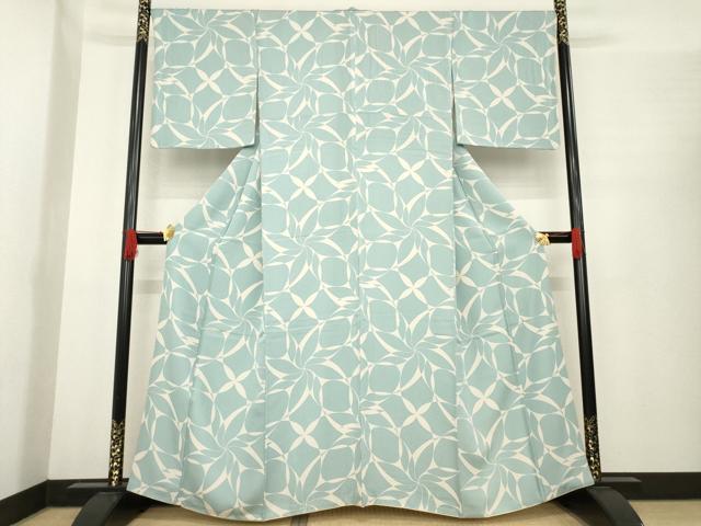 平和屋着物●上質な小紋　幾何学花文　正絹　逸品　AABE9249ck