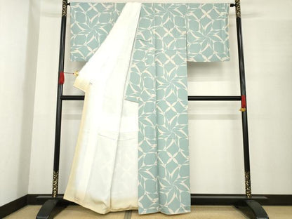 平和屋着物●上質な小紋　幾何学花文　正絹　逸品　AABE9249ck
