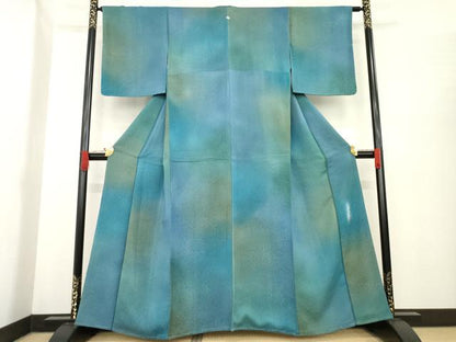 平和屋着物●染色作家　斉藤三才　小紋　霞文　暈し染め　正絹　逸品　未使用　AABE9251ck