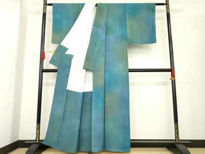 平和屋着物●染色作家　斉藤三才　小紋　霞文　暈し染め　正絹　逸品　未使用　AABE9251ck
