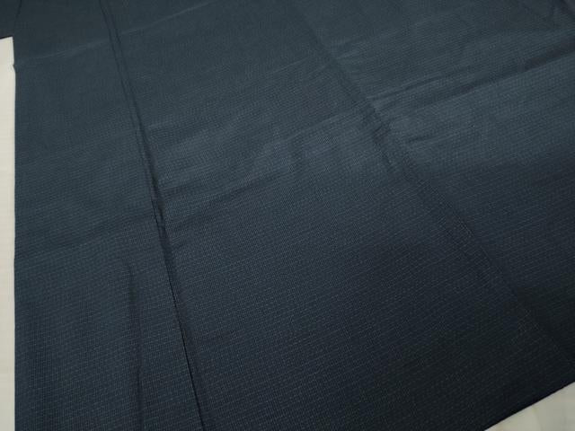 平和屋着物●男性　紬　アンサンブル　長襦袢(袷)セット　格子　正絹　逸品　AABE9256ck