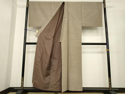平和屋着物●男性　お召　霞文　正絹　逸品　AABE9257ck
