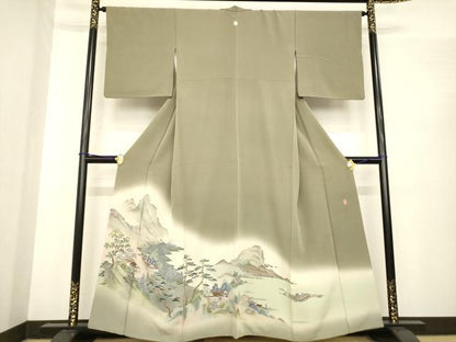 平和屋着物●十日町　加賀草木友禅の第一人者　田村哲彦　色留袖　人物風景文　正絹　逸品　AABE9268ck