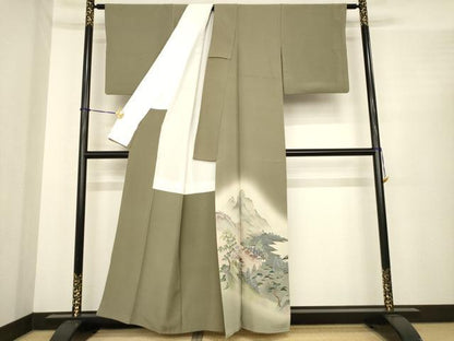 平和屋着物●十日町　加賀草木友禅の第一人者　田村哲彦　色留袖　人物風景文　正絹　逸品　AABE9268ck