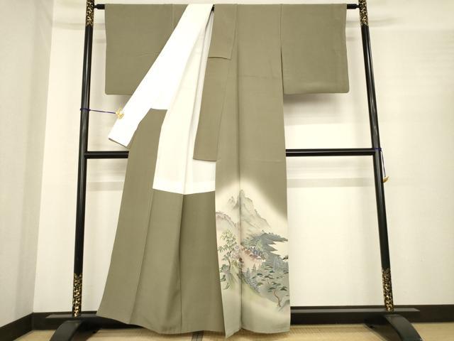 平和屋着物●十日町　加賀草木友禅の第一人者　田村哲彦　色留袖　人物風景文　正絹　逸品　AABE9268ck