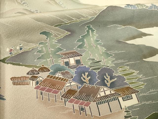 平和屋着物●十日町　加賀草木友禅の第一人者　田村哲彦　色留袖　人物風景文　正絹　逸品　AABE9268ck