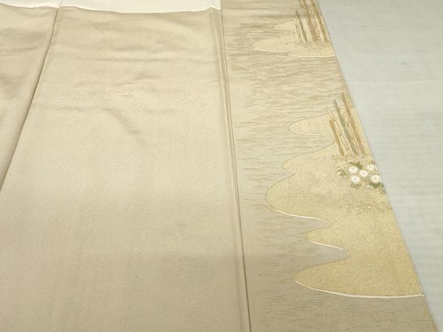 平和屋着物●松尾光琳 色留袖 刺繍 シロサギ 金彩 正絹 逸品 AABE9271ck