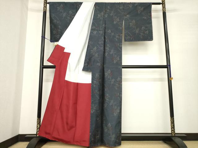 平和屋着物●本場大島紬 草花文 正絹 逸品 未使用 AABE9272ck