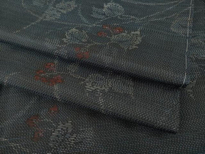 平和屋着物●本場大島紬 草花文 正絹 逸品 未使用 AABE9272ck