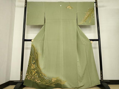 平和屋着物●訪問着　辻が花　絞り　舞花文　正絹　逸品　AABE9273ck