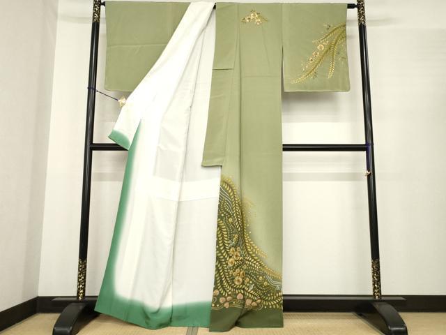 平和屋着物●訪問着　辻が花　絞り　舞花文　正絹　逸品　AABE9273ck