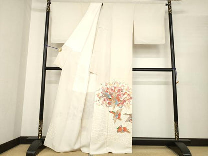 平和屋着物●本加賀友禅作家　鶴見保次　色留袖　花鳥文　正絹　逸品　AABE9275ck
