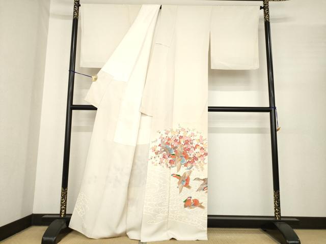 平和屋着物●本加賀友禅作家　鶴見保次　色留袖　花鳥文　正絹　逸品　AABE9275ck
