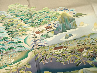 平和屋着物●京加賀友禅 松本健一 色留袖 風景文 正絹 逸品 AABE9276ck