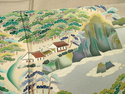 平和屋着物●京加賀友禅 松本健一 色留袖 風景文 正絹 逸品 AABE9276ck