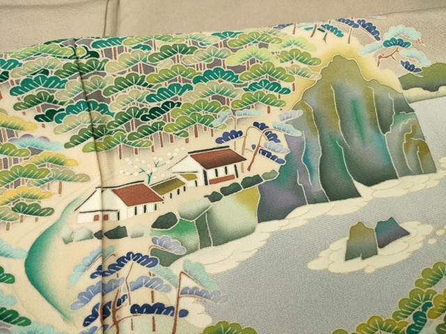 平和屋着物●京加賀友禅 松本健一 色留袖 風景文 正絹 逸品 AABE9276ck