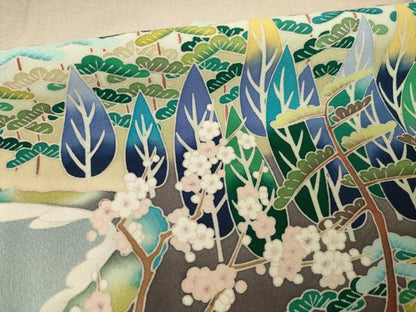 平和屋着物●京加賀友禅 松本健一 色留袖 風景文 正絹 逸品 AABE9276ck