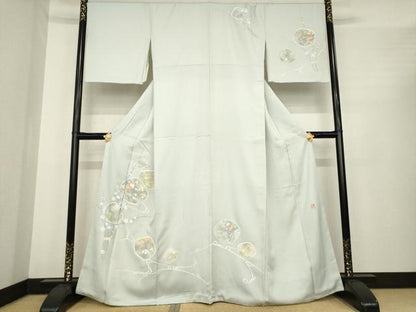 平和屋着物●訪問着　作家物　英正　流水花文　反端付き　正絹　逸品　AABE9278ck