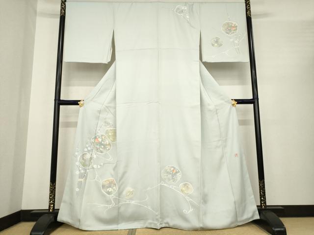 平和屋着物●訪問着　作家物　英正　流水花文　反端付き　正絹　逸品　AABE9278ck