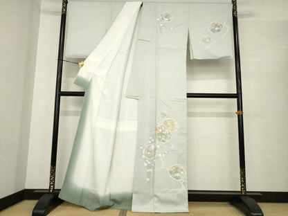 平和屋着物●訪問着　作家物　英正　流水花文　反端付き　正絹　逸品　AABE9278ck