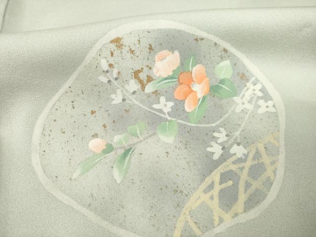 平和屋着物●訪問着　作家物　英正　流水花文　反端付き　正絹　逸品　AABE9278ck