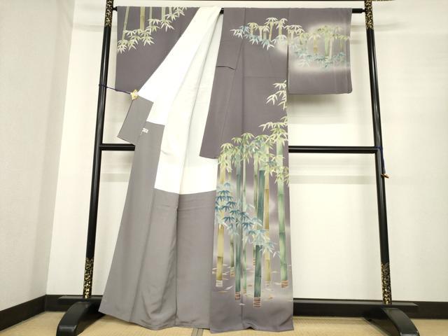 平和屋着物●十日町　加賀草木友禅の第一人者　田村哲彦　訪問着　友禅　笹竹文　暈し染め　ますいわ屋扱い　正絹　逸品　AABE9279ck
