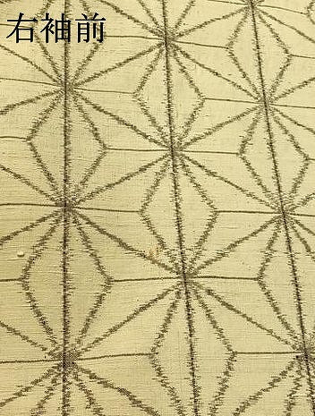 平和屋着物▽上質な紬 単衣 麻の葉文様 正絹 逸品 AABE9281jh