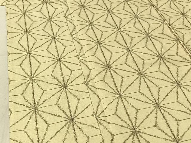 平和屋着物▽上質な紬 単衣 麻の葉文様 正絹 逸品 AABE9281jh