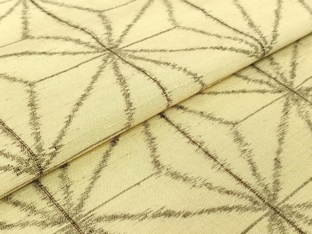 平和屋着物▽上質な紬 単衣 麻の葉文様 正絹 逸品 AABE9281jh