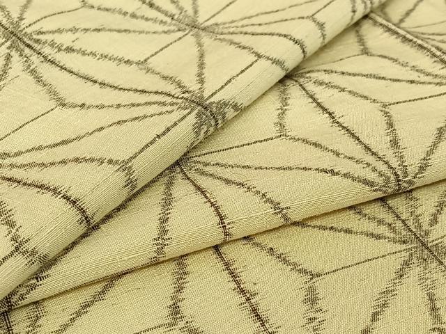 平和屋着物▽上質な紬 単衣 麻の葉文様 正絹 逸品 AABE9281jh