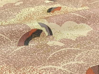 平和屋着物▽上質な小紋 単衣 地紙花文 金彩 正絹 逸品 AABE9282jh