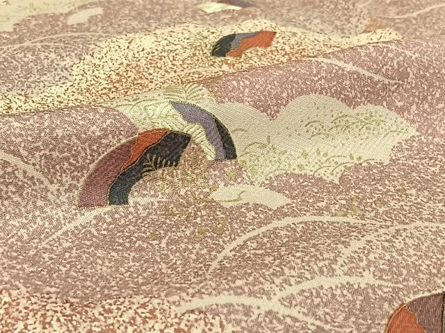 平和屋着物▽上質な小紋 単衣 地紙花文 金彩 正絹 逸品 AABE9282jh