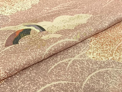 平和屋着物▽上質な小紋 単衣 地紙花文 金彩 正絹 逸品 AABE9282jh