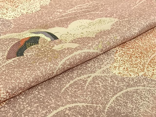 平和屋着物▽上質な小紋 単衣 地紙花文 金彩 正絹 逸品 AABE9282jh