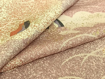 平和屋着物▽上質な小紋 単衣 地紙花文 金彩 正絹 逸品 AABE9282jh