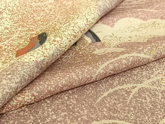 平和屋着物▽上質な小紋 単衣 地紙花文 金彩 正絹 逸品 AABE9282jh
