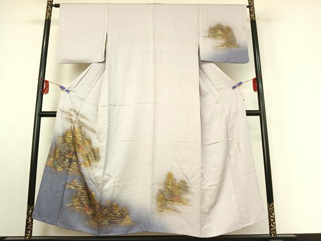 平和屋着物▽訪問着　単衣　作家物　風景文　暈し染め　金彩　やまと誂製　正絹　逸品　AABE9286jh