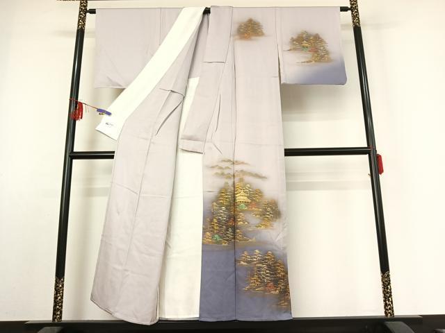 平和屋着物▽訪問着　単衣　作家物　風景文　暈し染め　金彩　やまと誂製　正絹　逸品　AABE9286jh