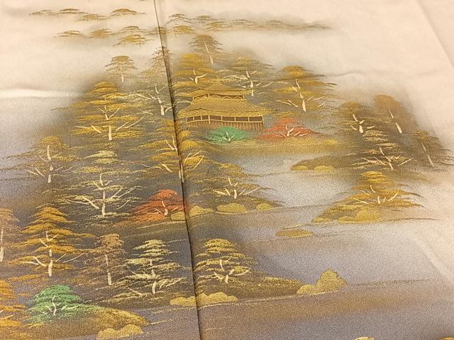 平和屋着物▽訪問着　単衣　作家物　風景文　暈し染め　金彩　やまと誂製　正絹　逸品　AABE9286jh