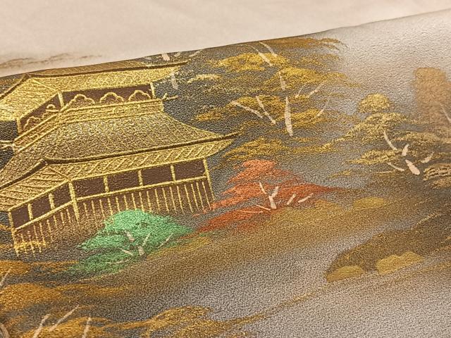 平和屋着物▽訪問着　単衣　作家物　風景文　暈し染め　金彩　やまと誂製　正絹　逸品　AABE9286jh