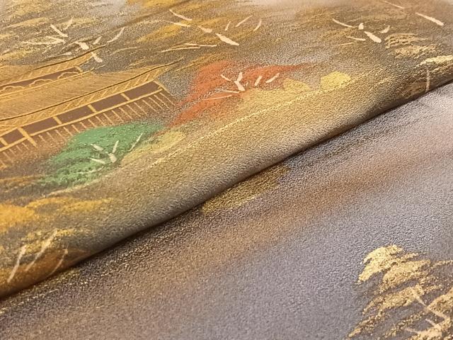 平和屋着物▽訪問着　単衣　作家物　風景文　暈し染め　金彩　やまと誂製　正絹　逸品　AABE9286jh