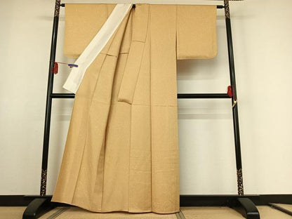 平和屋着物▽上質な小紋 単衣 手描き 草花文 正絹 逸品 AABE9287jh